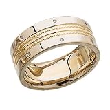 Two Tone Crystal Diamond Men's Wedding Band