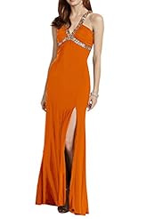 V-neck Chiffon Sequined Slit Evening Dress/Prom Dress 