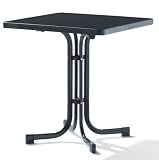 SIEGER 231/G Boulevard-Klapptisch 70 x 70 cm mit Mecalit-Pro-Platte, Stahlrohrgestell eisengrau, Tischplatte Schieferdekor, anthrazit