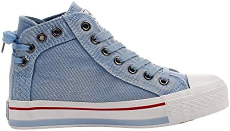 Wuyiwan Women Skull Fashionable Zipper Lace-up Flats Canvas Shoes(5.5 B(M) US, Blue)