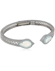 Judith Ripka "Arabesque" 2 Stone Green Cuff Bracelet, 2.5"