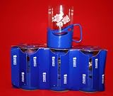 Set of 6 Hot Content Tea Coffee Glasses w/ Color Glass-Holders Made in Poland