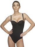 Vedette - Under Bust Body Suit w/ Latex Front (THONG STYLE) -- X-LARGE BLACK- by Vedette (Bodysuit flattens stomach, trims waist and makes you appear thinner!) - Girdle Shaper can be used as a postpartum girdle for postpartum support body shaper for women! - Great Gift Idea - Best Seller!