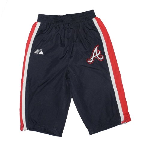 MLB Atlanta Braves Baby / Infant Comfortable Fit Mesh Lined Track Pants with Embroidered Logo - Blue (Size: 3-6)