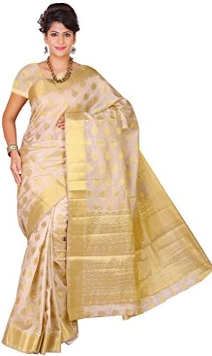 Womantra Mysore Art Beige Tussar Silk Saree