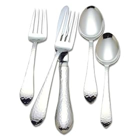 Reed & Barton Hammered Antique 18/10 Stainless Steel 5-Piece Place Setting, Service for 1