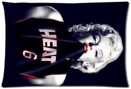 EVSTMES Fashion funny star LeBron James Miami Heat custom zipper cover pillowcase pillowcase standard size Marilyn Monroe 18X18 Inch(One Side)
