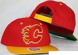 Calgary Flames Snapback Big Logo Red / Yellow Two Tone Adjustable Plastic Snap Back Hat / Cap