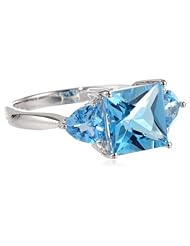 Sterling Silver Cushion-Cut 3 Gemstone Ring