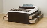 Lowest Price Furniture By Prepac Espresso Tall Queen Captain's Platform Storage Bed with 12 Drawers