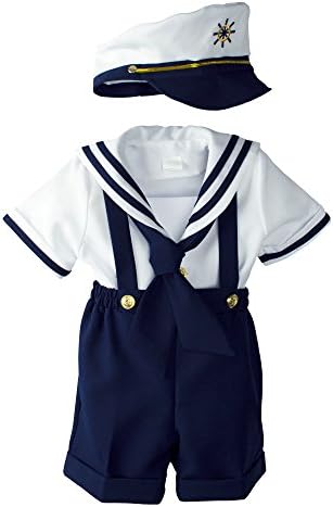 Baby Toddler Boys Nautical Sailor Short Suit Set with Hat