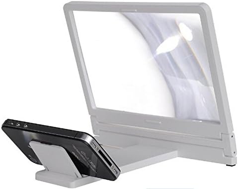 TeiLei 3D Enlarged Screen, Foldable Mobile Phone Scree Magnifier Video HD Movie Amplifier with Holder for Smartphone Standing (White)