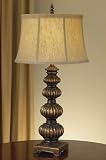 Murray Feiss One-Light Galileo Collection Table Lamp, Firenze Gold with Brown Textured Shantung/Double Ivory Soft Lined Shade # 9325FG