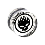 5/8 Inches Acrylic Photo Inlay Flaming Skull Plug