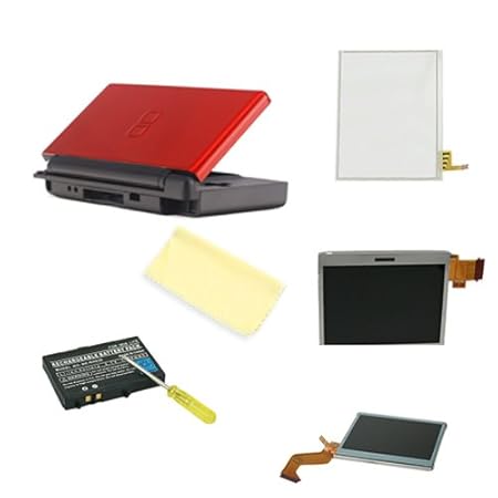HDE (TM) Red Case Repair Kit compatible with Nintendo DS Lite + Micro-fiber Cloth