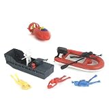 Ocean Explorer 28 Piece Playset: Scuba Diver Figures with Higgins Boat, Torpedo Craft, and Raft