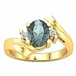 14K Yellow Gold Aquamarine and Diamond Ring