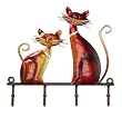 Pack of 4 Hand Sculpted Metal Kitty Cat Wall Mounted Keyring Holders 8.25"