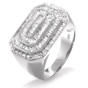 Silver Four Level ICE OUT Cubic Zirconia CZ Ring