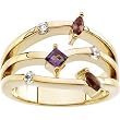 14K Yellow Gold Multi Gemstones and Diamond Ring
