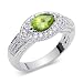Standout 0.75 carat total weight Marquise Shape Checker Board Peridot & White CZ Size 6 Gemstone Ring in Sterling Silver