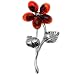 Certified Genuine Cherry Amber and Sterling Silver Flower Pin