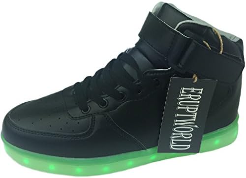 ERupt Women Men Lace Up Lightweight USB Charging LED Sneakers Light up Shoes Black