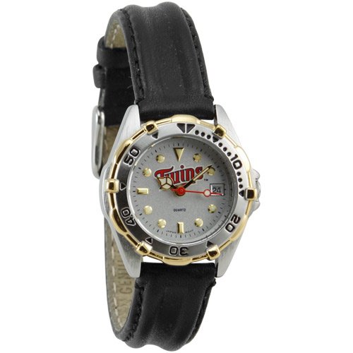 Minnesota Twins Ladies Black Leather All-Star Watch