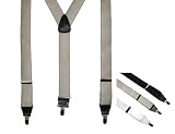 u201cNo-Slipu201d Clip - Dress Satin "Y" Back Suspenders - Gold Hardware