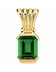 14K Yellow Gold Emerald Cut Chatham Created Emerald Pendant -- LIFETIME WARRANTY