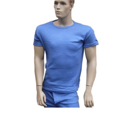 Mens blue short sleeves extra warmth comfort brushed thermal t-shirt = XX-Large