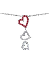 Original Star K (tm) Dangling Heart with Round Created Ruby Pendant in 925 Sterling Silver