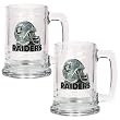 Oakland Raiders 2pc 15oz Glass Tankard Set- Helmet Logo NFL Football