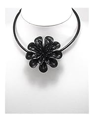 Black Flower Cotton Necklace