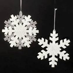Glitter White Snowflake Christmas Ornaments-TWO SNOWFLAKES