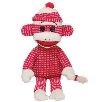 Ty Beanie Babies Sock Monkey Plush, Pink Quilted
