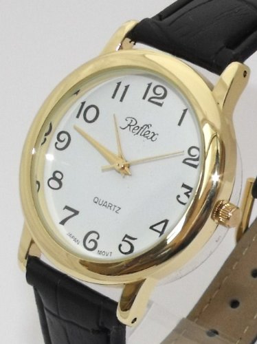 Mens/Gents New Reflex Watch-Gold Case (35mm) White Dial - 21cm Strap (101151GT)