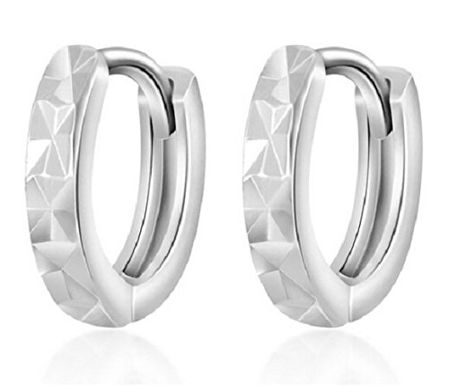 Sunshiny 925 Sterling Silver Huggie Hoop Earrings Simulated Birthstones with Secure Backs (C)