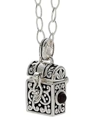 Sterling Silver Necklace - Kells Prayer Box with Garnet