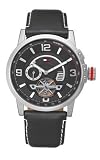 MOVADO Watch:Tommy Hilfiger Men's 1710173 Black Leather Strap Watch