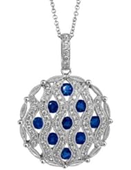 1.58ct tw Circle Sapphire and Diamond Pendant set in 14k Gold