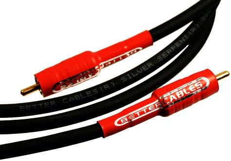 Better Cables 9.84 feet (3 meters) Silver Serpent Subwoofer Cable - High-End, High-Performance, Silver/Copper Hybrid, Low-Capacitance, Premium Sub Cable (RCA Cable)