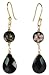 Gold Plated Sterling Silver Black Cloisonne with Faceted Black Onyx Drop Earrings