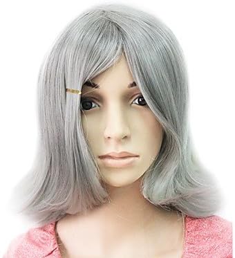 HI GIRL New Style Fashion White Grey Short Old Women's Hair Full Wig Free #1
