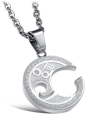 Nail King Matching Set 2pcs Titanium Couple Music Pendant Necklace One Pair