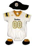 REEBOK Baby Onesie Football Jersey/Hat/Booties Set - Officially Licensed NFL Product - Giants, Jets, Ravens, Browns, Falcons, Rams, Packers, Panthers, Steelers, Buccaneers, 49ers, Cardinals, Texans, Dolphins, Eagles, Raiders, Lions, Titans