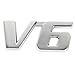 V6 Chrome Silver Decal Sticker Car Badge Auto Engine Cylinder Arrangement Emblem Vehicle V-Type Engine Symbol