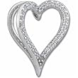 14K White Gold Two Face Heart Slide Diamond Pendant