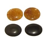 Confidence Set 01 Stone 4 Yellow Citrine Black Agate Crystal Healing Cabochon