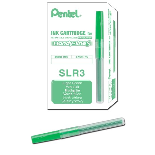 Pentel Refill for Handy-Line S Highlighter, Light Green Ink, Box of 12 (SLR3-K)